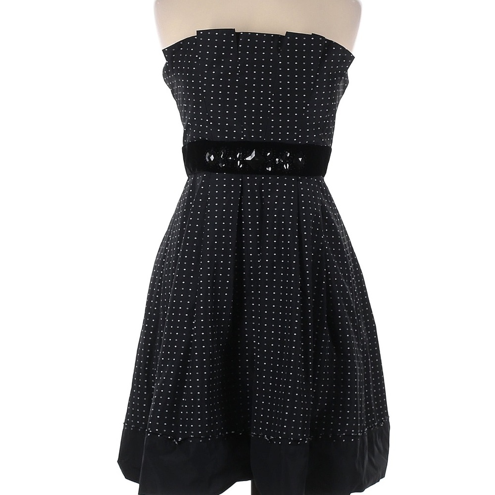 Black Polka Dot Strapless BCBGMaxAzria Dress